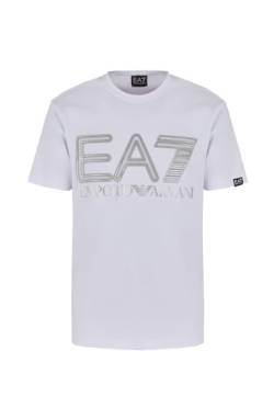 EA7 T-Shirt mit Rundhalsausschnitt aus Baumwolle, sportlich, weiß, P24, weiß, X-Small von EA7