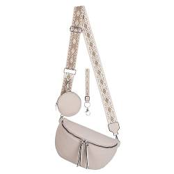 Bauchtasche Umhängetasche Crossbody-Bag Hüfttasche Kunstleder Italy-Design (BEIGE) von EAAKIE