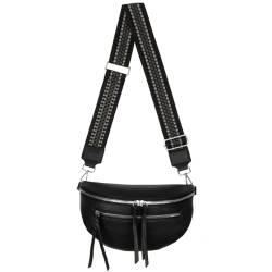 Bauchtasche Umhängetasche Crossbody-Bag Hüfttasche Kunstleder Italy-Design (Black) von EAAKIE