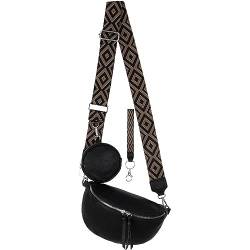 Bauchtasche Umhängetasche Crossbody-Bag Hüfttasche Kunstleder Italy-Design (Black) von EAAKIE