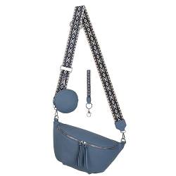 Bauchtasche Umhängetasche Crossbody-Bag Hüfttasche Kunstleder Italy-Design (Blue) von EAAKIE