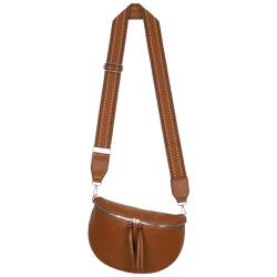 Bauchtasche Umhängetasche Crossbody-Bag Hüfttasche Kunstleder Italy-Design (Brown) von EAAKIE