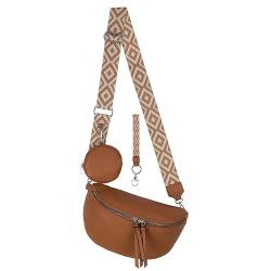 Bauchtasche Umhängetasche Crossbody-Bag Hüfttasche Kunstleder Italy-Design (Brown) von EAAKIE