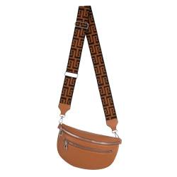 Bauchtasche Umhängetasche Crossbody-Bag Hüfttasche Kunstleder Italy-Design (Camel) von EAAKIE
