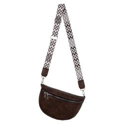 Bauchtasche Umhängetasche Crossbody-Bag Hüfttasche Kunstleder Italy-Design (Coffee) von EAAKIE