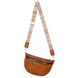 Bauchtasche Umhängetasche Crossbody-Bag Hüfttasche Kunstleder Italy-Design (Cognac) von EAAKIE