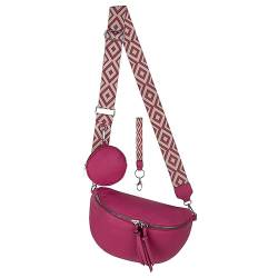 Bauchtasche Umhängetasche Crossbody-Bag Hüfttasche Kunstleder Italy-Design (Fuschia) von EAAKIE