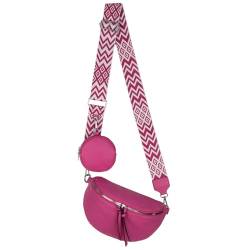 Bauchtasche Umhängetasche Crossbody-Bag Hüfttasche Kunstleder Italy-Design (Fuschia) von EAAKIE