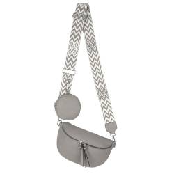 Bauchtasche Umhängetasche Crossbody-Bag Hüfttasche Kunstleder Italy-Design (Gray) von EAAKIE