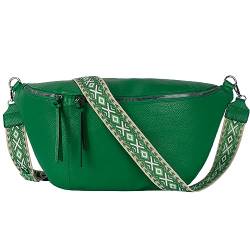 Bauchtasche Umhängetasche Crossbody-Bag Hüfttasche Kunstleder Italy-Design (Green) von EAAKIE