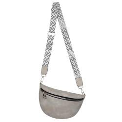Bauchtasche Umhängetasche Crossbody-Bag Hüfttasche Kunstleder Italy-Design (Grey) von EAAKIE