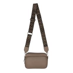 Bauchtasche Umhängetasche Crossbody-Bag Hüfttasche Kunstleder Italy-Design (Khaki) von EAAKIE