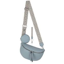 Bauchtasche Umhängetasche Crossbody-Bag Hüfttasche Kunstleder Italy-Design (L.Blue) von EAAKIE