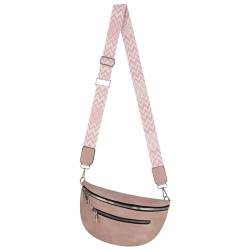 Bauchtasche Umhängetasche Crossbody-Bag Hüfttasche Kunstleder Italy-Design (PINK) von EAAKIE