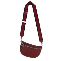 Bauchtasche Umhängetasche Crossbody-Bag Hüfttasche Kunstleder Italy-Design (Purple-RED) von EAAKIE