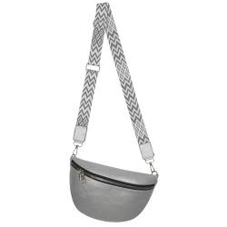 Bauchtasche Umhängetasche Crossbody-Bag Hüfttasche Kunstleder Italy-Design (Silver) von EAAKIE
