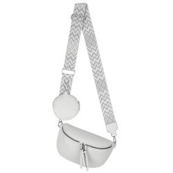 Bauchtasche Umhängetasche Crossbody-Bag Hüfttasche Kunstleder Italy-Design (White) von EAAKIE