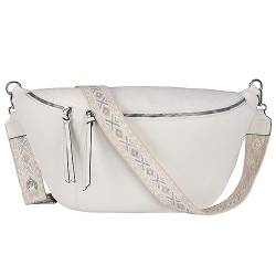 Bauchtasche Umhängetasche Crossbody-Bag Hüfttasche Kunstleder Italy-Design (White) von EAAKIE