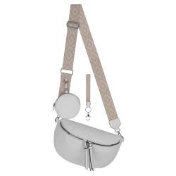 Bauchtasche Umhängetasche Crossbody-Bag Hüfttasche Kunstleder Italy-Design (White) von EAAKIE