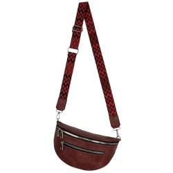 Bauchtasche Umhängetasche Crossbody-Bag Hüfttasche Kunstleder Italy-Design (Wine RED) von EAAKIE