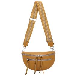 Bauchtasche Umhängetasche Crossbody-Bag Hüfttasche Kunstleder Italy-Design (Yellow) von EAAKIE