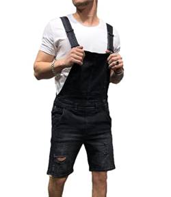 EACH WOMEN Herren Distressed Jean Shorts Brace Latzhose Kurz Lässige Jeans Latzhose Strampler Overall Lätzchen Arbeitskleidung von EACH WOMEN