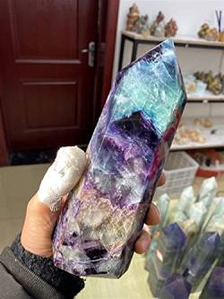 EACTEL Heilender Mineralstein EIN großer natürlicher Farbiger Fluorit-Kristallpunkt Natürlicher Kristallstab -Balance-Edelstein-Dekoration ZANLIIYIN (Material : 1300 1500g) von EACTEL