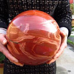 EACTEL Wunderschöner natürlicher roter Jaspis-Kugel-Energiestein, der Mineralquarz-Heimdekoration heilt ZANLIIYIN (Material : 300-350g) von EACTEL