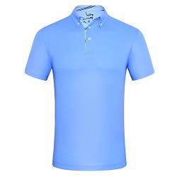 EAGEGOF Herren Hemden Kurzarm Tech Performance Golf Poloshirt Standard Fit, himmelblau, Klein von EAGEGOF