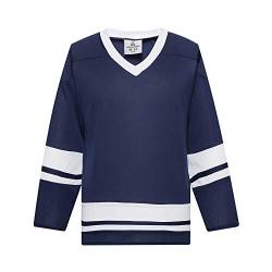 EALER H400 Series Blank Eishockey Übungstrikot League Trikot für Männer und Jungen - Senior und Junior - Erwachsene und Jugendliche, Marineblau/Weiß, 3X-Groß von EALER