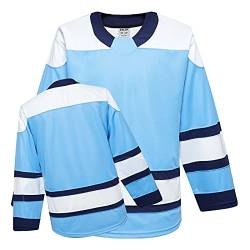 EALER H900 Series Ice Hockey League Team Color Blank Übungstrikot & dickes, atmungsaktives und schnell trocknendes hochfestes Gewebe, Ef004#blau, L von EALER