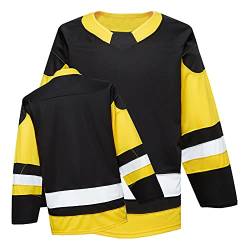 EALER H900 Series Ice Hockey League Team Color Blank Übungstrikot & dickes, atmungsaktives und schnell trocknendes hochfestes Gewebe, Ef005#schwarz, L von EALER