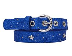 EANAGO Gürtel >SUPERSTAR< für Kinder - glitzernder Kindergürtel mit Loch- und Sternnieten - moderner Glitzergürtel für Mädchen von 6-15 Jahren - children´s belt von EANAGO