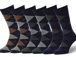 Easton Marlowe 6 Paar Fein Gemusterte Argyle Socken Herren - 6pk 2-10, dunkle Marine Blau - 39-42 EU Schuhgröße von EASTON MARLOWE