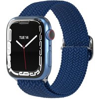 EAZY CASE Uhrenarmband Flechtband für iWatch 9 8 7 6 5 4 3 2 1 SE Ultra, Sport Herren Damen Uhrenband Stoffband Schnallen Verschluss Dunkelblau von EAZY CASE