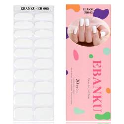 EBANKU 1 PCS Gel Nail Wraps Nagelsticker, Weiße Full Wraps Nagelaufkleber Cured Gel Nail Strips Gel Nagel Aufkleber für Frauen Mädchen Dekoration (UV/LED Lampe Erforderlich) von EBANKU