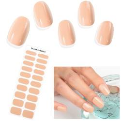 EBANKU 20 PCS Gel Nagellack Aufkleber, Nude Pink Full Wraps Nagelaufkleber Cured Gel Nail Strips Gel Nagel Aufkleber für Frauen Mädchen Dekoration (UV/LED Lampe Erforderlich) von EBANKU