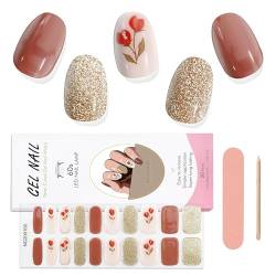 EBANKU 20 PCS Gel Nail Wraps Nagelsticker, Full Wraps Nagelaufkleber Cured Gel Nail Strips Gel Nagellack Aufkleber für Frauen Mädchen Dekoration (#16) von EBANKU