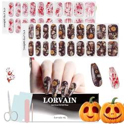 EBANKU 40PCS Halloween Gel Nail Wraps Nagelsticker, Full Wraps Nagelaufkleber Cured Gel Nail Strips Gel Nagellack Aufkleber für Frauen Mädchen Dekoration (B) von EBANKU