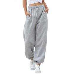 EBANKU Damen-Jogginghose mit Cinch-Bottom und Taschen, einfarbiger Trainingsanzug, Baggy-Hose mit elastischer Taille für lässiges Hip-Hop, Fitnessstudio und Joggen von EBANKU