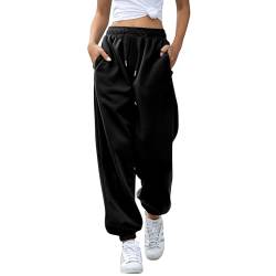 EBANKU Damen-Jogginghose mit Cinch-Bottom und Taschen, einfarbiger Trainingsanzug, Baggy-Hose mit elastischer Taille für lässiges Hip-Hop, Fitnessstudio und Joggen von EBANKU