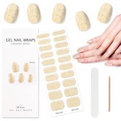 EBANKU Halbgehärtete Gel Nagelstreifen, Gel Nagelstreifen, langlebig, wasserfest, echte Nagellackstreifen, Wraps, Aufkleber mit Nagelhautstift, Nagelfeile, DIY Gel Nagelstreifen, neu von EBANKU