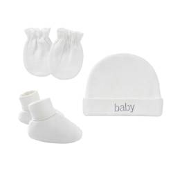 EBHO 3er-Set Neugeborenen Mütze,Erstlingsmützen Für Neugeborene,Baby Hut Und Handschuhe Set,Baumwolle Baby Mütze,Baby Mütze Jungen Mädchen,Warme Babymütze Für Neugeborenes von EBHO