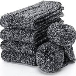 EBMORE Damen Merino Thermosocken Wollsocken Warme Wandersocken Wolle Socken Geschenke für Frauen Weihnachten Wintersocken Winter Arbeitssocken Stricksocken Weihnachtsgeschenke, 5 Paar(Dunkelgrau) von EBMORE