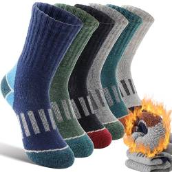 EBMORE Kinder Jungen Mädchen Socken Merino Wandersocken Sportsocken Wollsocken Warme Thermosocken Wintersocken Dicke Weihnachtssocken Geschenke Kindersocken 6 Paar (Geometrie,1-3 Jahre) von EBMORE