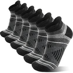 EBMORE Merino Wandersocken Kurz Sneaker Socken, Dicke Wollsocken, Warme Wolle Laufsocken, Kompressions Sportsocken Thermosocken, Geschenke, Wintersocken für Herren Damen, 6 Paar(Schwarz,L) von EBMORE