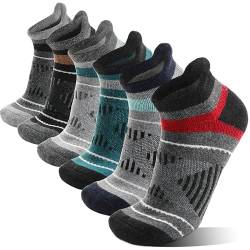 EBMORE Merino Wandersocken Kurz Sneaker Socken, Dicke Wollsocken, Warme Wolle Laufsocken, Kompressions Sportsocken Thermosocken, Geschenke, Wintersocken für Herren Damen, 6 Paar(Mischen,L) von EBMORE