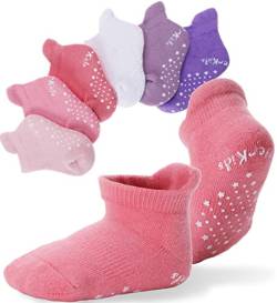 EBMORE Stoppersocken Kinder Baby Warme Antirutsch Dicke Socken für Jungen Kleinkinder Mädchen Anti Rutsch Baumwolle Geschenk Babysocken 6 Paar (Sortiertes Rosa （6 Paare）,3-5 Jahre) von EBMORE