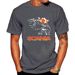 Casual T Shirts Scania Logo Men Round Neck Cotton Tops Dark Grey XXL von EBOLD