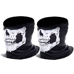 eBoot Halber Schädel Motorrad Gesichtsmaske Rohr Maske (Schwarz, 2 Pack) von EBOOT